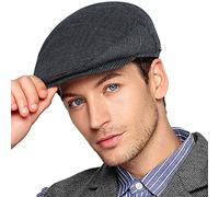 Wantonfy Mens Flat Cap Newsboy Beret Hat Herringbone Tweed Duckbill Ivy Gatsby Hunting Cap with Ear Warmer