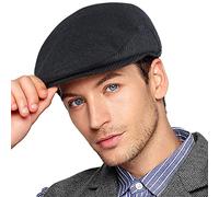 Wantonfy Mens Flat Cap Newsboy Beret Hat Herringbone Tweed Duckbill Ivy Gatsby Hunting Cap with Ear Warmer