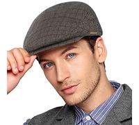 Wantonfy Mens Flat Cap Newsboy Beret Hat Herringbone Tweed Duckbill Ivy Gatsby Hunting Cap with Ear Warmer