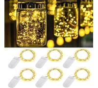 wantowin 6/12 Pack Fairy Lights Battery Operated, 2m 20 LED Copper Wire Bottle Light, Firefly String Decorative Lighting for Home Table Party Wedding Indoor Jar Garden Christmas Decor,Warm White