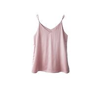 Wantschun Womens Silk Satin Camisole Cami Vest Top T-Shirt Blouse Tank Shirt V-Neck Spaghetti Strap S;Pink