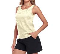 Wantschun Womens Silk Satin Tank Tops Round Neck Jacquard Camisole Summer Basic Tank Shirt Sleeveless Blouse - Champagne, Medium