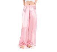Wantschun Womens Wide Leg Pajama Pants Satin Silk Casual Loose Elastic Waist Lounge Pants Pj Bottoms Pink ; M