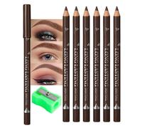 WanTuoluo Brown Eyebrow Pencils for Women with Sharpener, 6 Pieces Hard Core Wooden Eyebrow Liner for Beginner Makeup Waterproof and Sweatproof