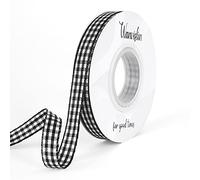 WANVISLIN Black Gingham Ribbon 3/8 inch X 50 yards,Buffalo Checkered Ribbon Black and White Plaid Ribbon for Halloween Decorations Gift Wrapping Crafts Picnic Hair Accessories