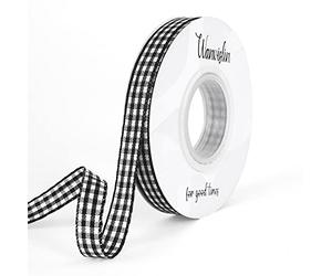 WANVISLIN Black Gingham Ribbon 3/8 inch X 50 yards,Buffalo Checkered Ribbon Black and White Plaid Ribbon for Halloween Decorations Gift Wrapping Crafts Picnic Hair Accessories