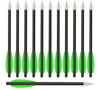 WANVZMR Mini Crossbow Bolts,6.3" Crossbow Arrows,Carbon Crossbow Bolts Arrows with Broadhead Tips Hunting Arrows for 50-80lbs Pistol Crossbow Practicing Shooting Target Small Hunting (12pcs green)