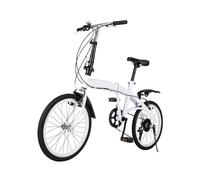 wanwanper 20 Inch Folding Bicycle for Adults, 6-Speed Portable Bike for Commuting & Outdoor Play, Compact Foldable Design for Easy Storage, Adjustable Height, White, Up to 90 KG