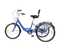 wanwanper 24 Inch Tricycle Adult Trike Tricycle, 7 Speed Bicycle 3 Wheels Bicycle Senior Tricycle with Basket and Backrest, for Cities, Beaches, Bike Paths and Various Roads