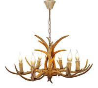 wanwanper Antler Chandelier with 6 Light Retro Industrial Style, Resin Hanging Lamp, E14*6 Antler Ceiling Light Lamp, Staghorn Lighting Lamps for Office, Dining Room, Cafe, Living Room, Bar, Staghorn