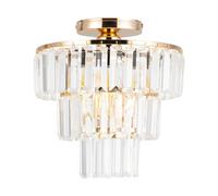 wanwanper Crystal Chandelier, Modern Crystal Ceiling Light, 3-Layer Crystal Chandelier, Flush Mount Crystal Light for Hallway, Living Room, Café, Country House, Bedroom, 27 * 28cm