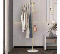 wanwanper Metal Coat Rack, 1.7m Tall Modern Coat Rack with Crossbar, Coat Hanger Stand, Modern Coat Tree, for Bedrooms, Living Rooms, Studies, Offices, Clothing Stores, Hotels (Gold+White)