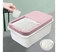 wanwanper Rice Storage Container, Cereal Dispenser, 10L Modern Kitchen Container, Food Storage Containers with Measuring Cup, for Storing Rice, Millet, Black Rice, Yellow Rice, Barley, Beans (Pink)