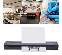 wanwanper Tattoo Printer, A4 Tattoo Transfer Machine, Wireless Bluetooth Tattoo Transfer Portable Thermal Printer, for Printing Contracts, Office Documents, Lists, Labels, 26 x 5.5 x 2.5cm, Black
