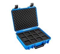 wanwanper Watch Travel Case, 12 Slot Watch Collector Box, Shockproof Carry Case Storage Box for Watch with Security Lock Hole, for Watch Shops, Homes, Studios, Travel, 33.5 * 25 * 6.5cm, Blue