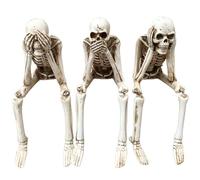 Wanwanzi Set of 3 See Speak Hear No Evil Skeleton - Halloween Statues - Skeleton Collectible-Figurines - Realistic Skull Decorations for Home Haunted House Halloween Party