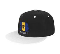 WanwEN Barbados Flag Barbadian Snapback Hat, Flat Bill Hats Adjustable Baseball Cap for Men Women Trucker Dad Caps White