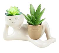 WANWEN Lazy Guy Planter, Funny Plant Pots, Lazy Little Character Flowerpot Succulent Planters Lying Down, Smily Face Planter Pot for Plants, Funny Planters for Indoor Plants