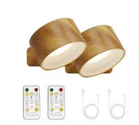 WANWEN Lights of Sweden Wall Lights, Battery-Operated Wall Lights, 2 Pieces, 3 Color Modes, 3 Brightness Levels, 360° Rotating Magnetic Touch, Suitable for Living Room, Bedroom, Reading Room (2F)