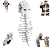 WANWEN Spinosaurus Plush Dino Outfit, Dinosaur Skeleton Plush Costume, Halloween Fun 3d Realistic Dinosaur Costume Toy, Funny Skeleton Headgear Hat Decoration Cosplay Accessory (75cm)