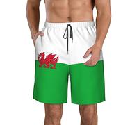Wales Flag Welsh Cymru Men's Beachwear Beach Shorts Board Short Swim Trunks Full Print White