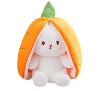 Wanwu World Reversible Bunny Stuffed Animal Rabbit Cuddle Stuffed Strawberry Transformed Rabbit Plush with Zipper 8" Easter Bunny Plushies Gifts for Baby Boys Girls (Carrot)