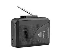 WANXIAO TON009 Portable Cassette Player AM/FM Radio Auto Reverse Auto Stop Mini Stereo Tape Player 3.5mm Earphone Jack Adjustable Volume Home School Travel, Black