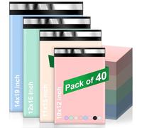 Wanxida 40pcs Colored Mailing Bags Vinted Parcel Bags, Waterproof and Non-Transparent Padded Shipping Bags for Clothing, Boxes and Other Products (4 Sizes)