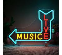 Wanxing Live Music Neon Led, Neon Lettering Bedroom Wall Decoration, LED Writing for Bars, Musical Evening, Disco, Study, Gift for Music Lovers Powered by USB