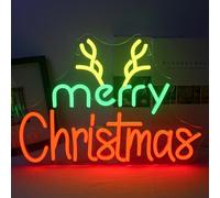 Wanxing Merry Christmas Neon Sign, Marry Xmas Led Sign with Elk Horn Neon Signs for Wall Decor, Neon Lights Signs for Christmas Party Bar Home Christmas Decor Family Kids Gifts
