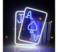 Wanxing Playing Cards Neon Light Sign for Wall Decor,Poker Cards Neon Sign,Poker Light with USB Powered Led Sign,Dimmable 5V 2A Light Up Sign for Living room, Casino, Bar, Game Room