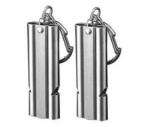 WANYI 2 packs Emergency Whistle Loud Double-Tube 120 db Emergency Survival Whistle Stainless Steel Safety Whistle with Keychain for School Gym, Outdoor Camping, Hiking