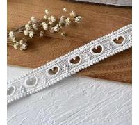 WANYI 2 Yards Lace Ribbon White Lace Trim with Heart Pattern Gift Ribbon Ribbons for Sewing Lace for Underwear Children's Clothing Curtains Tablecloths Headwear (2 cm)