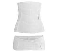 WANYI 4-patch Postpartum Belly Wrap with Pelvis Belt 2 in 1 C-Section Recovery Belt No rolled Post Partum Support Recovery Belly/Waist/Pelvis Belt for Normal Birth/Caesarean Section(White,M)