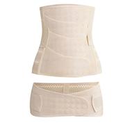 WANYI 4-patch Postpartum Belly Wrap with Pelvis Belt 2 in 1 C-Section Recovery Belt No rolled Post Partum Support Recovery Belly/Waist/Pelvis Belt for Normal Birth/Caesarean Section(Beige,XXL)