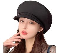 WANYI Beret Hat Women Classic Ladies French Beret Retro Newsboy Baker Boy Hat Women's Flat Caps with Visor for Spring/Autumn/Winter (Black)