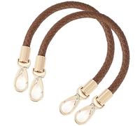 WANYI Pack of 2 40 cm Leather Bag Straps, DIY Bag Handles, Shoulder Strap, Replacement Handle for Bags, Handbag, Purse with 2 Gold Carabiner Hooks (Coffee)