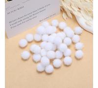 WANYI Pack of 200 2 cm Glitter Pompoms for Crafts, Mini Pom Poms, Colourful Round Fluffy Plush Balls, Bobble Christmas Pompoms with Sequins for DIY Creative Crafts Clothing Curtains (White)
