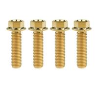 Wanyifa Titanium Bolt M7 10 15 20 25 30 35 40 45 50mm Hex Small Flange Head for Motorcycle Modification Pack of 4 (Gold, M7x20mm)