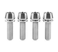 Wanyifa Titanium M6 18mm Hex Tapered Head for Bicycle Crank Brake Fixed Upgrade Screw Pack of 4 (Silver)
