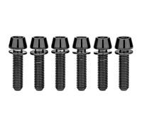 Wanyifa Titanium Ti Allen Hex M5x16 18mm Tapered Head Bolt with Washer Screw for Bicycle Stem Parts Pack of 6 (Black, M5x18mm)