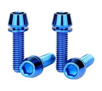 Wanyifa Titanium Ti Bicycle M6x20mm Hex Tapered Head Disc Brake Mount Fixed Bolts with Washers Pack of 4 (Blue)