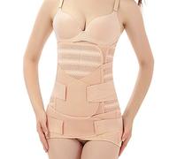 WANYIG 3 in 1 Postpartum Support Recovery Belly Belt Band Wrap Girdle, Body Shaper Corset Belt High Elastic Shapewear Abdominal Binder Waist Trainer C-Section Maternity Recovery Belt (Apricot, M)