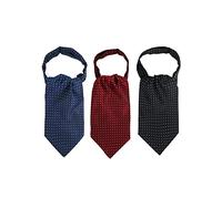 WANYING 3 Retro Ascot Ties Cravat Ties Ascot Neckties Easy Chic for Gentleman - 3 in 1 Polka Dot Black Dark Blue Bordeaux