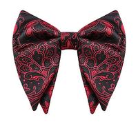 WANYING Men's 4 1/4" Oversized Bow Ties Jumbo Butterfly Bowtie Already Tied with Hook Closure - Paisley Red Black