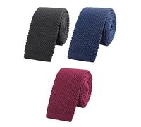 WANYING Men's 5.7 cm Slim Tie Knitted Narrow Ties Knit Neckie Retro Vintage Casual Office Basic - Black Dark Blue Bordeaux