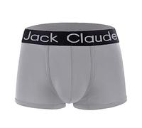 WANYING Men's Milk Silk Boxer Brief Hipster Mid Rise Trunks Underwear Elastic Soft Breathable Basic - Plain Grey Size S