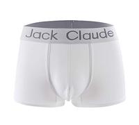 WANYING Men's Milk Silk Boxer Brief Hipster Mid Rise Trunks Underwear Elastic Soft Breathable Basic - Plain White Size S