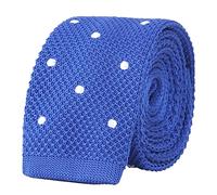 WANYING Men's Slim Knitted Tie Polka Dot Pattern with Square Ends Narrow Knit Necktie Retro Vintage Trendy Sporty Casual Office 5.5 cm 2.17 Inch - Polka Dot Small Blue