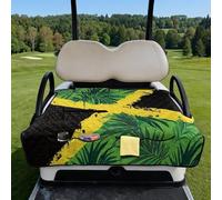 Wanyint 2-in-1 Golf Cart Seat Cover & Carry Bundle, Folds Like a Bag with Handle, Universal Fit for Two-Seaters, 4 Storage Pockets, Machine Washable Polyester, Jamaican Flag Palm Leaf